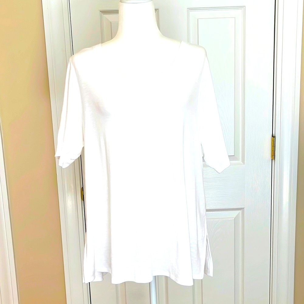J.Jill Pima Scoop-neck Elbow Sleeve Tee